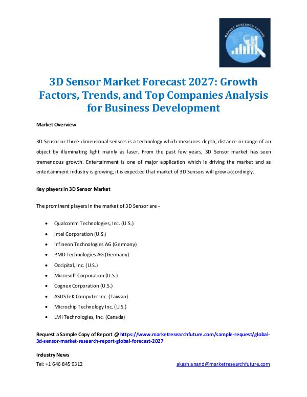 3D Sensor Market Outlook 2016-2022