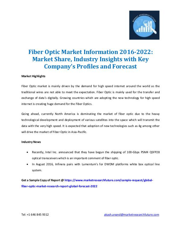 Fiber Optic Market Report 2016-2022