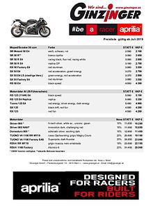 Alle Preislisten : Aprilia | Yamaha | Suzuki | Kawasaki | SYM | ...