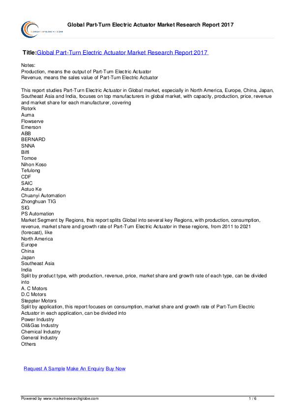 Global Part-Turn Electric Actuator Market 2017