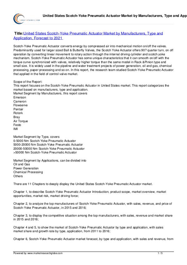Scotch-Yoke Pneumatic Actuator Market 2021