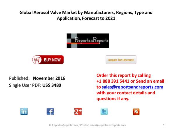 Global Aerosol Valve Market Analysis and Forecast Report 2016-2021 Aerosol Valve Market Growth by 2021 Worldwide