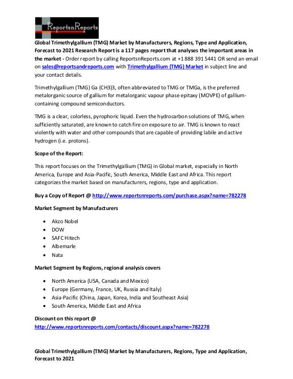 Trimethylgallium (TMG) Market Global Analysis Report Trimethylgallium (TMG) Market Key Manufacturers