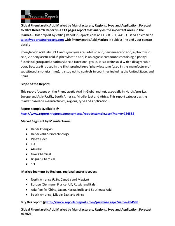 Global Phenylacetic Acid Market Analysis Report Phenylacetic Acid Market Findings