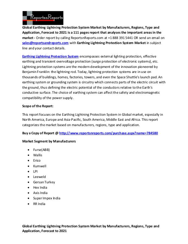 Global Earthing Lightning Protection System Market Research Earthing Lightning Protection System Market