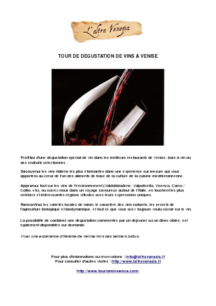 Tour de dégustation de vins à Venise