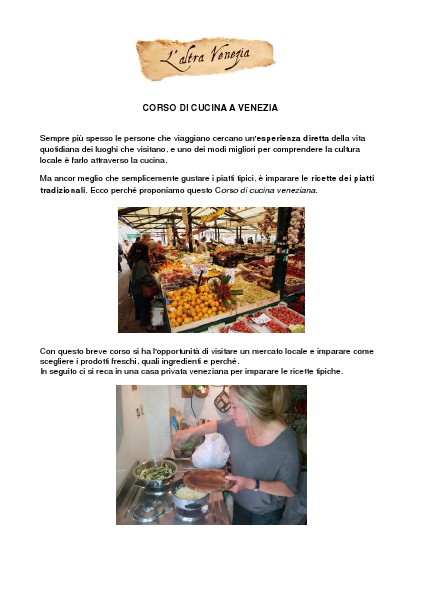 Venezia Altrimenti Corso di cucina a Venezia