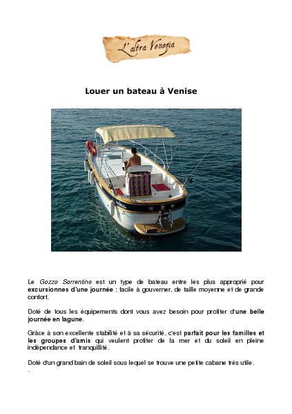 Venise Autrement Louer un bateau à Venise