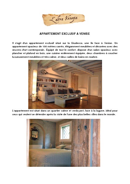 APPARTEMENT EXCLUSIF À VENISE