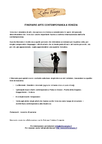 Venezia Altrimenti Itinerario Arte Contemporanea a Venezia