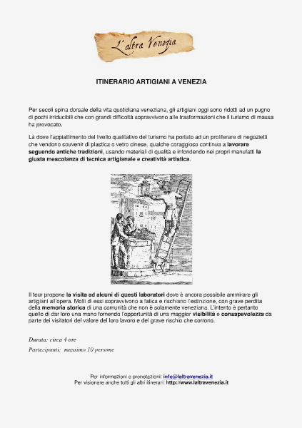 Venezia Altrimenti Itinerario artigiani a Venezia