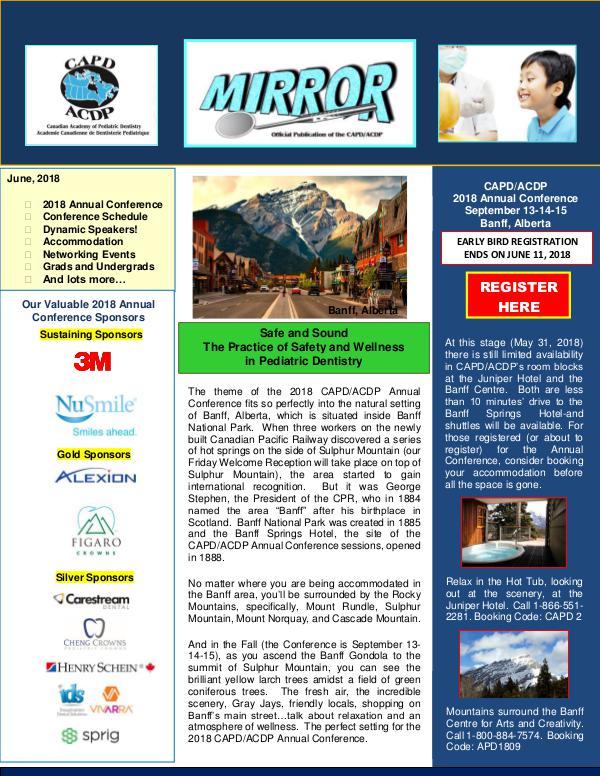 The Mirror - the Newsletter of CAPD ACDP June 2018 Mirror Merged PDF May 29, 2018 V3