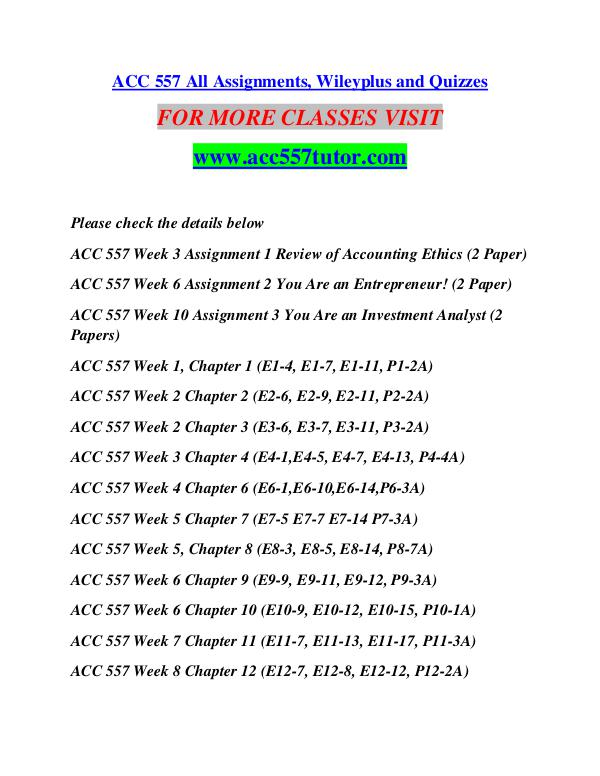 ACC 557 TUTOR Learn by Doing/acc557tutor.com ACC 557 TUTOR Learn by Doing/acc557tutor.com