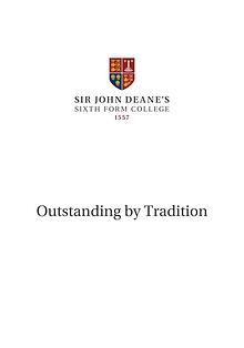 Sir John Deane's Sixth Form College Prospectus 2019/20