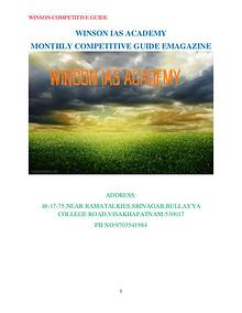 WINSON COMPETITIVE GUIDE