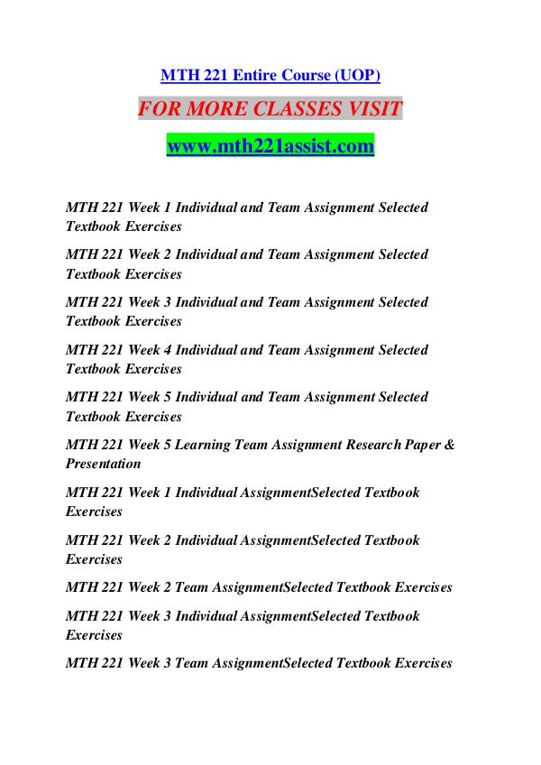 MTH 221 ASSIST Possible Is Everything/mth221assist.com MTH 221 ASSIST Possible Is Everything/mth221assist