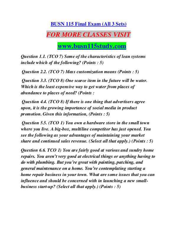 BUSN 115 STUDY Career Path Begins/busn115study.com BUSN 115 STUDY Career Path Begins/busn115study.com