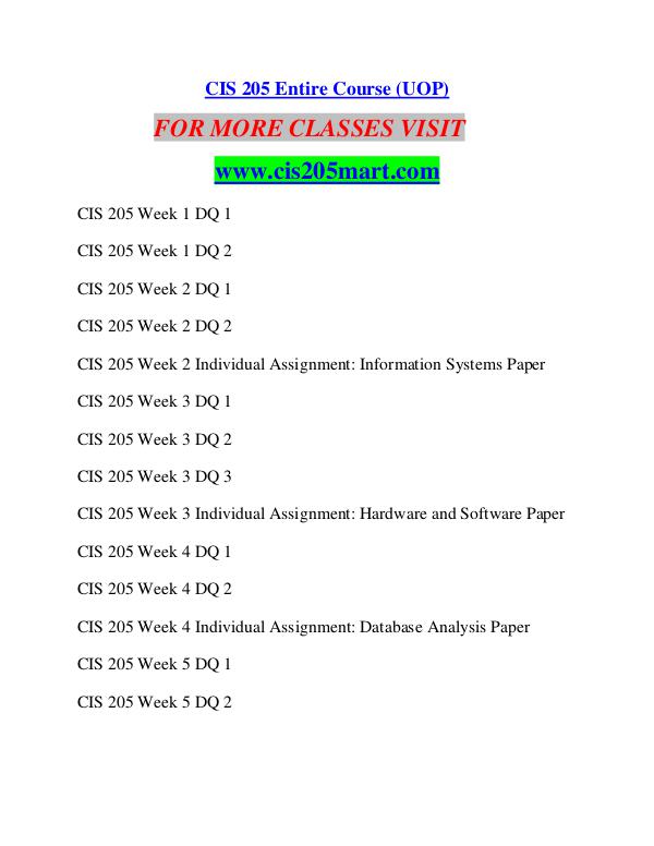 CIS 205 MART Career Path Begins/cis205mart.com CIS 205 MART Career Path Begins/cis205mart.com