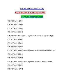 CIS 205 MART Career Path Begins/cis205mart.com