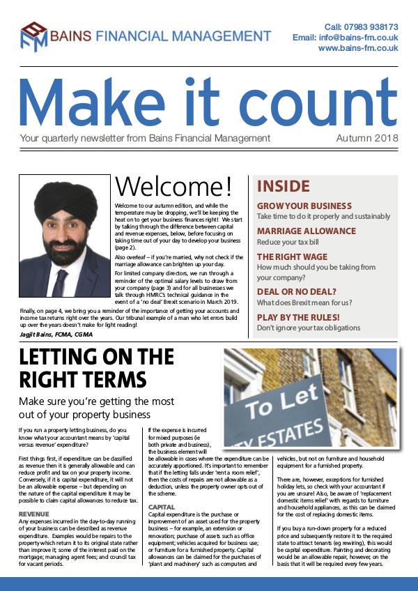 Make It Count - Bains MiC Autumn 2018 Bains_web