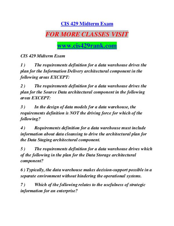 CIS 429 RANK Career Path Begins/cis429rank.com CIS 429 RANK Career Path Begins/cis429rank.com