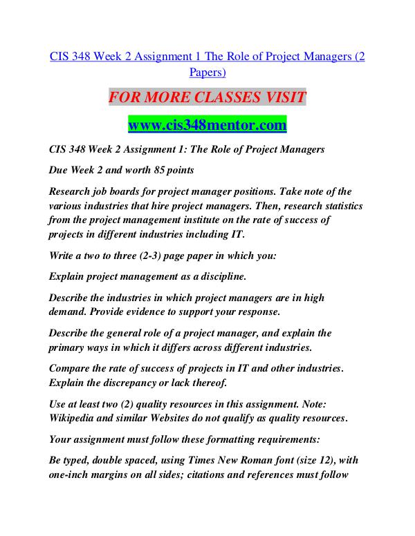 CIS 348 MENTOR Career Path Begins/cis348mentor.com CIS 348 MENTOR Career Path Begins/cis348mentor.com