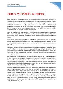 Faktura VAT MARŻA w leasingu