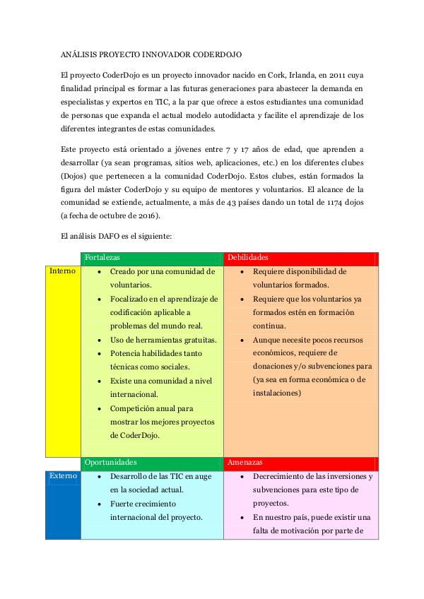 Proyecto innovador CoderDojo Versión 1.0