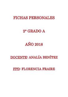 Fichas personales 2°A 2018