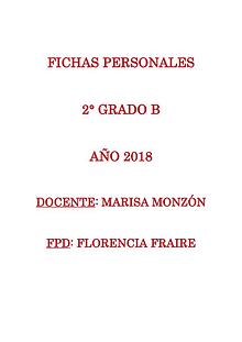 Fichas personales 2° grado B 2018