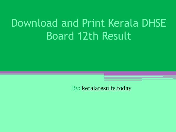 Download and print kerala DHSE board 12th result