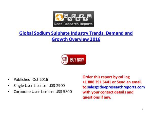 Global Sodium Sulphate Market 2016 Cost, Gross Margin and Demand Anal 2016 World Sodium Sulphate Industry Size, Outlook