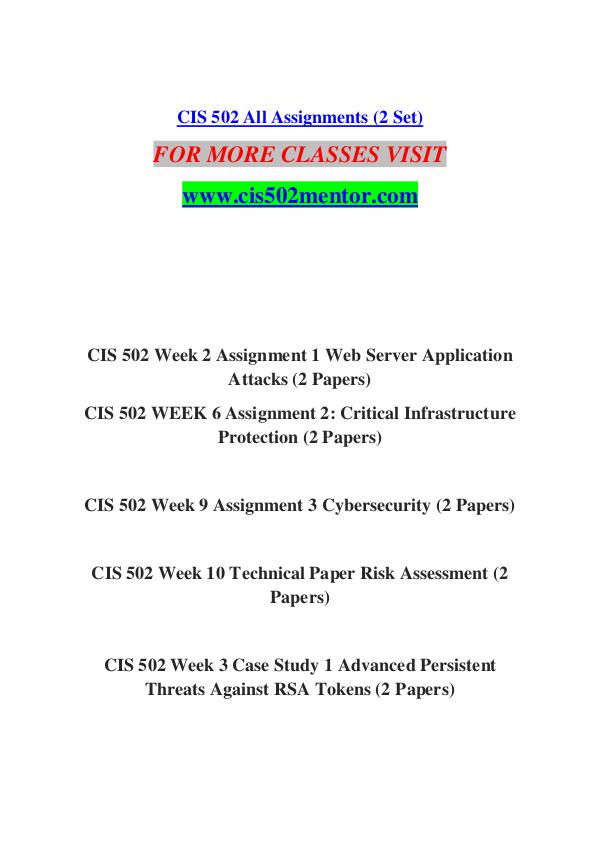 CIS 502 MENTOR Future Starts Here/cis502mentor.com CIS 502 MENTOR Future Starts Here/cis502mentor.com