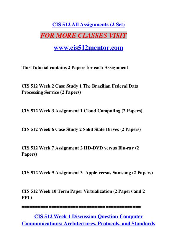 CIS 512 MENTOR Future Starts Here/cis512mentor.com CIS 512 MENTOR Future Starts Here/cis512mentor.com