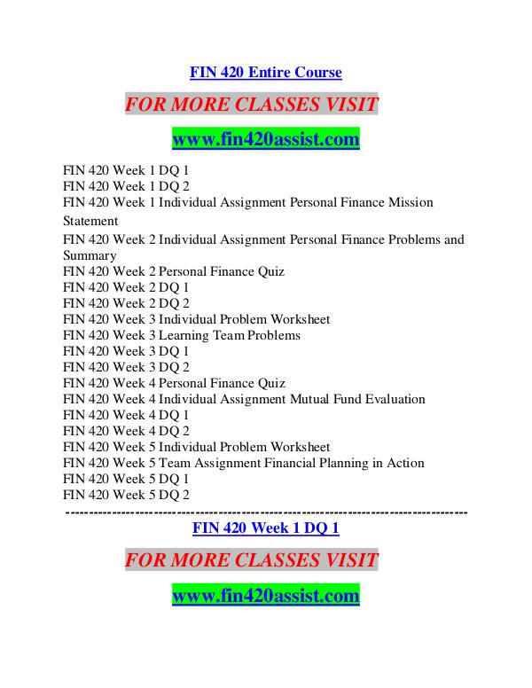 FIN 420 ASSIST Career Path Begins/fin420assist.com FIN 420 ASSIST Career Path Begins/fin420assist.com