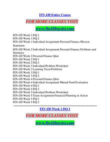 FIN 420 ASSIST Career Path Begins/fin420assist.com