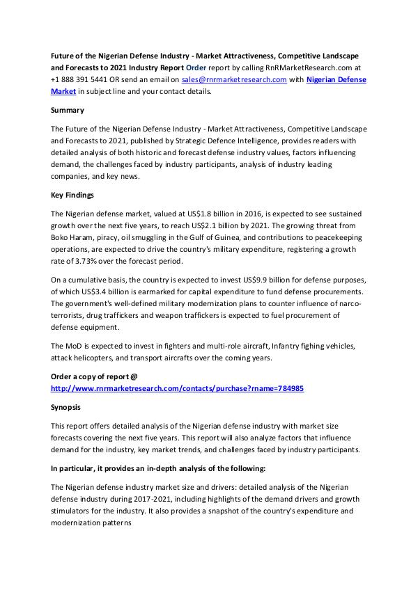 Import and Export Analysis on Nigerian Defense Market Nigerian Defense Market 2012-2016 CAGR Impact