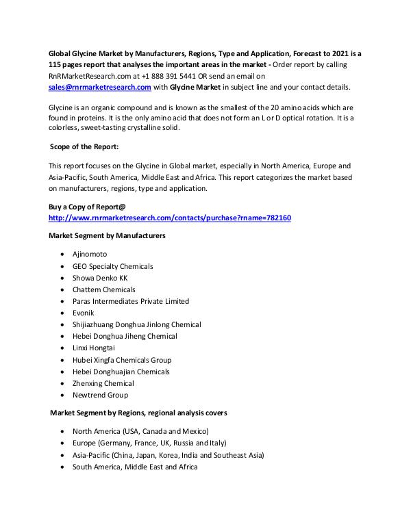 Chemical Glycine Market 2017 Global Report Chemical Report- Jan 2017