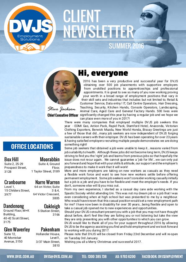 DVJS Client Newsletter Summer 2016/17