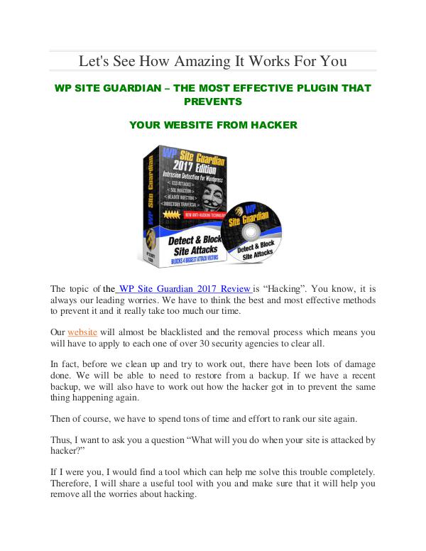 WP Site Guardian 2017 Review and Bonus Best Review and Huge Bonus