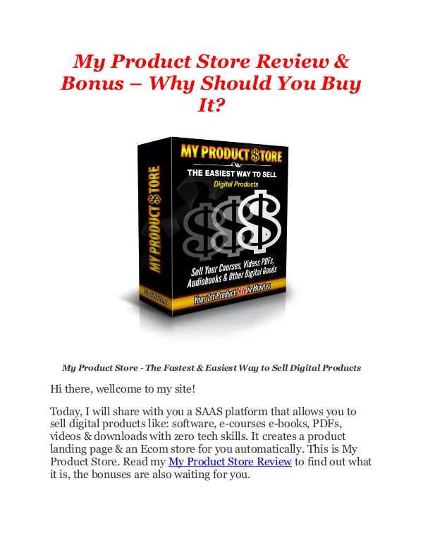 My Product Store Review & Bonus - $70,000 Bonus - Does It Really Work?