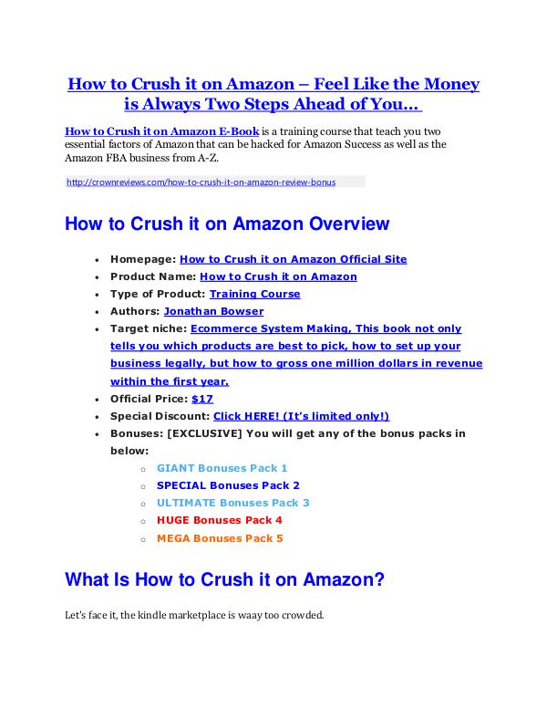 How to Crush it on Amazon Review - SECRET of How to Crush it on Amazon