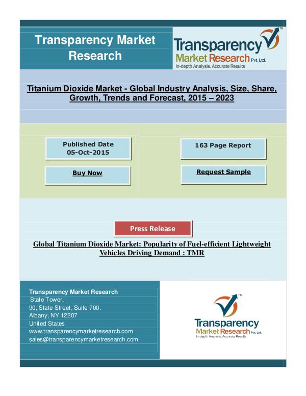 Titanium Dioxide Market to reach US$ 16.79 bn by 2023