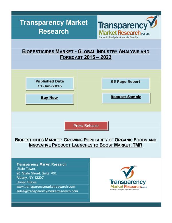 Biopesticides Market Reach To US$4.17 bn by 2023 | TMR