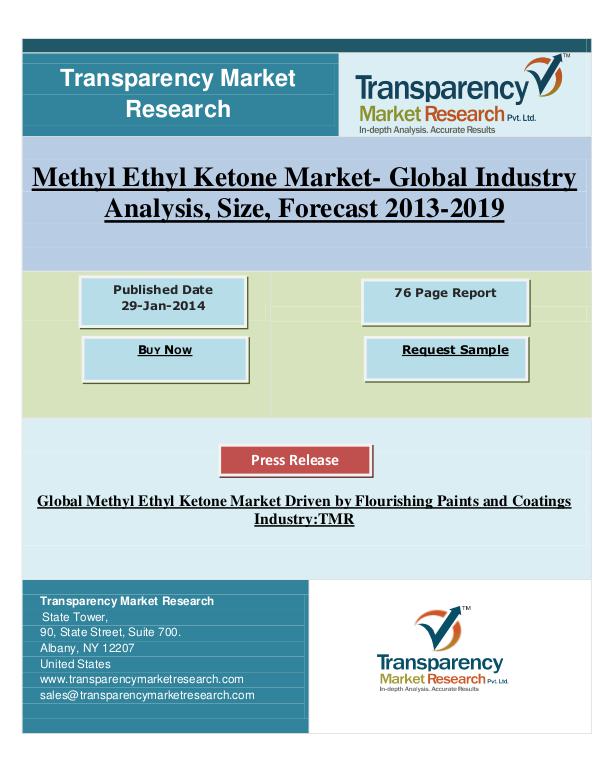 Methyl Ethyl Ketone Market for Paints & Coatings 2013 to 2019