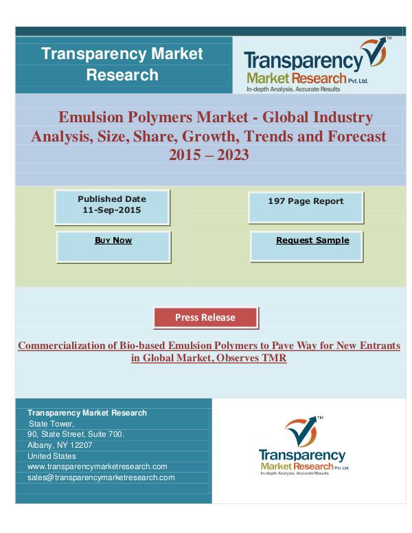 Emulsion Polymers Market 2015 to 2023