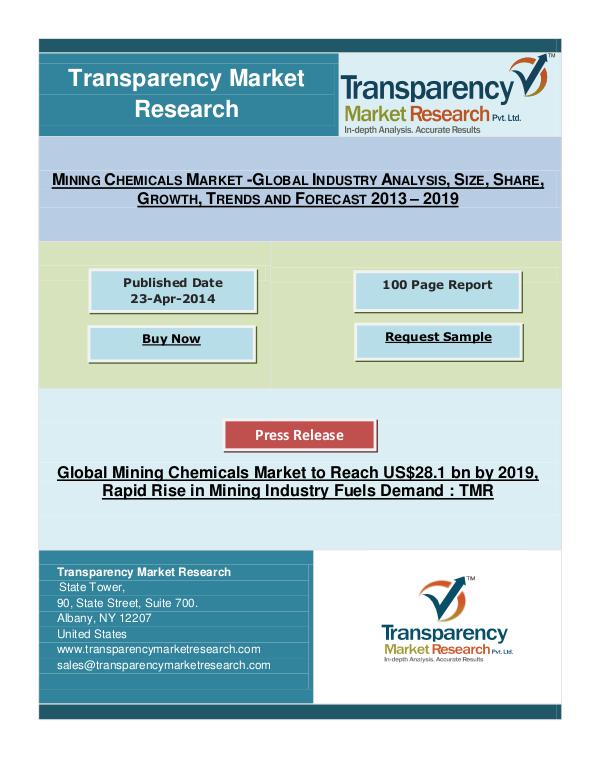 Mining Chemicals Market to Reach US$28.1 bn by 2019