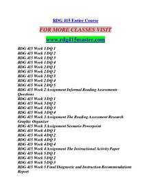 RDG 415 MASTER Career Path Begins/rdg415master.com