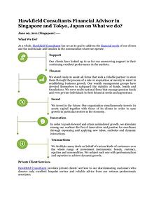 Hawkfield Consultants Financial Advisor in Singapore and Tokyo, Japan