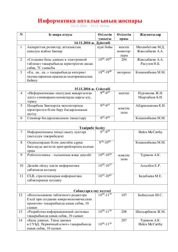 Информатика апталығы Информатика апталығыИнформатика апталығыИнформатик